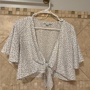 HYFVE Black and Brown Crop Tie-Front Blouse